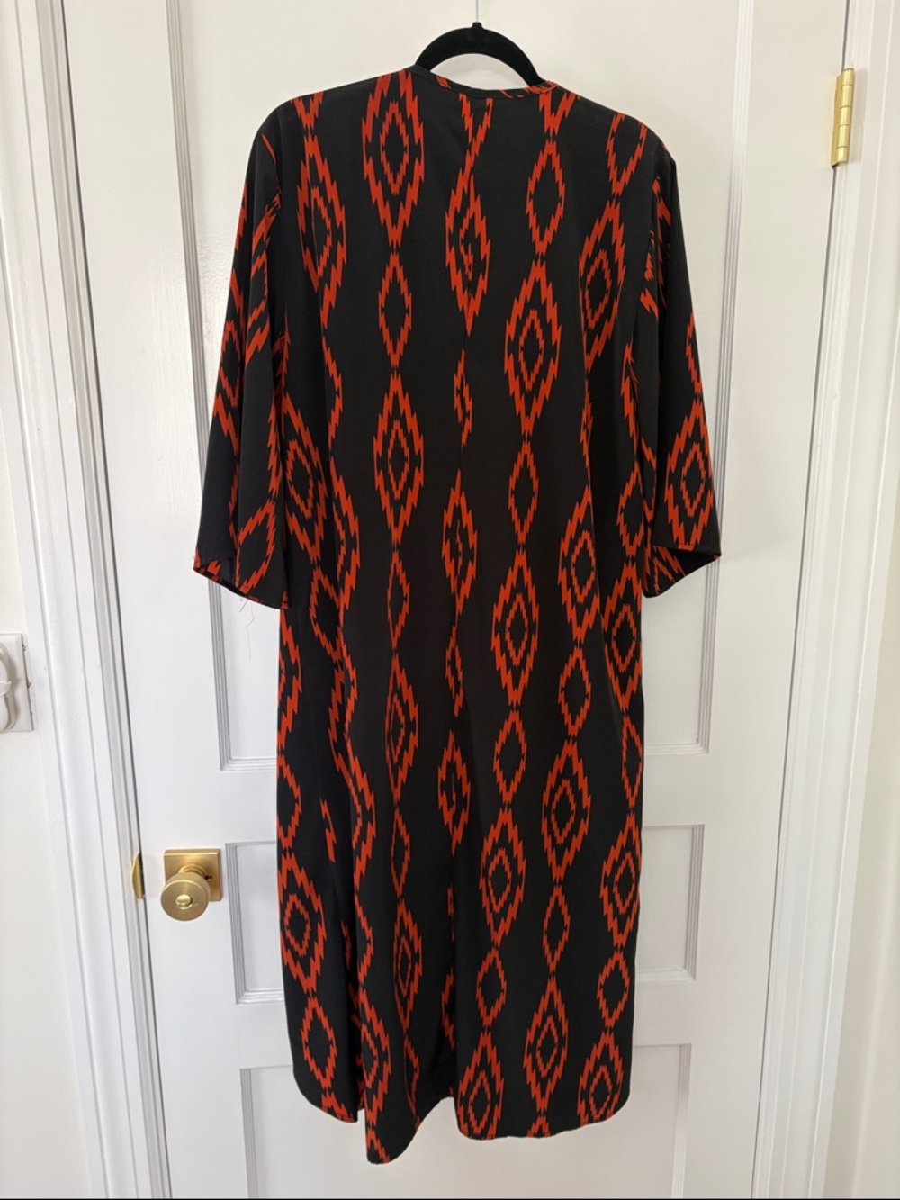 Auditions Black with Bright Orange Geometric Trim Top - Picture 3 of 5